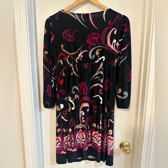 Rhapsody Black and Pink Floral Long Sleeve Dress - Picture 2 of 3